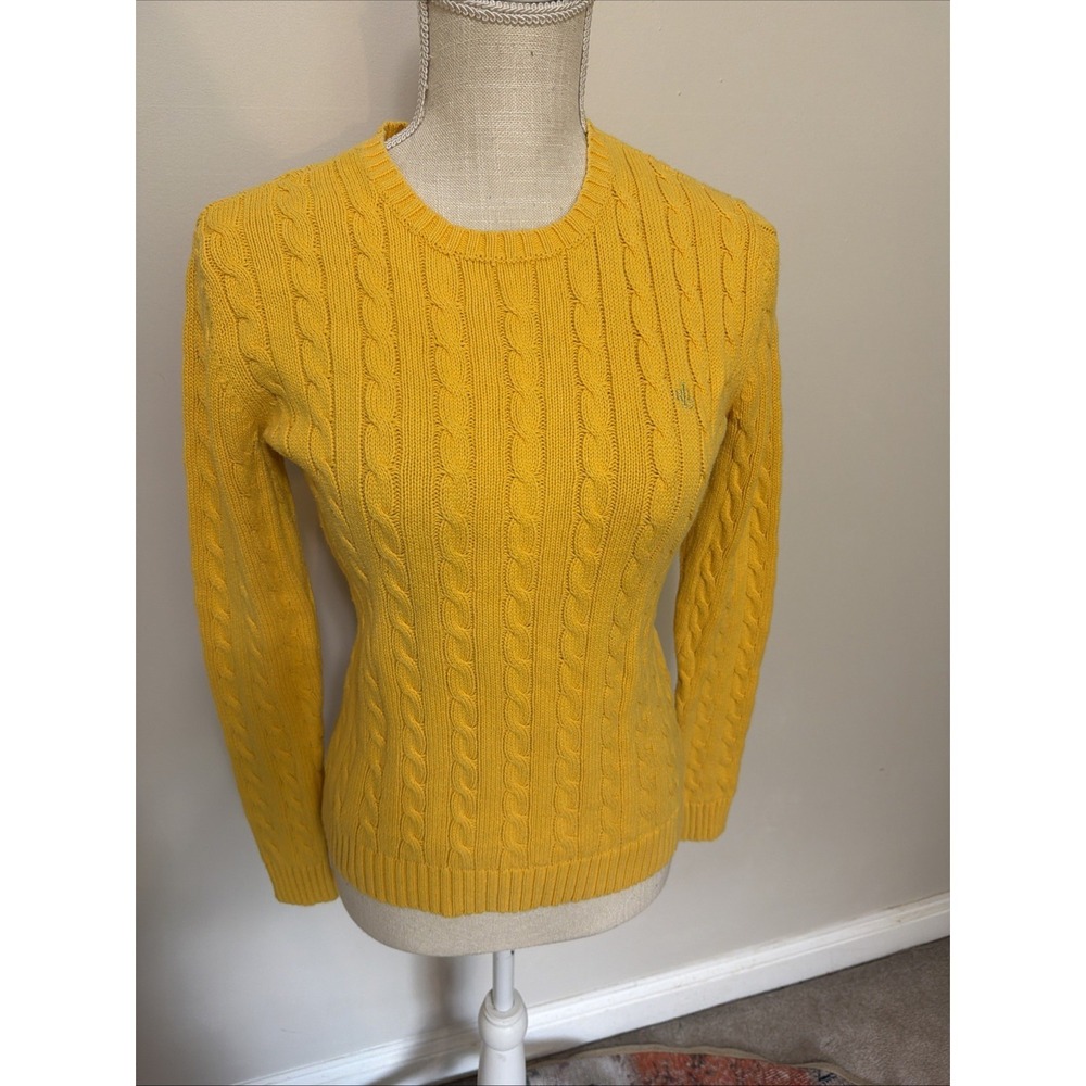 Genuine Lauren Ralph Lauren Womens‎ Cable Knit  Long Sleeve Sweater - Yellow XS